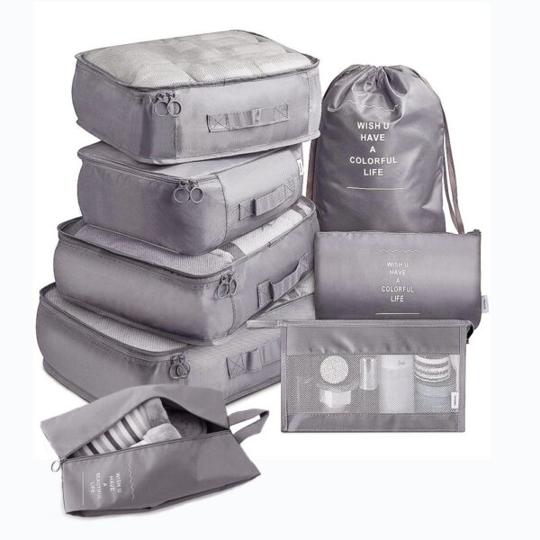 8-piece Set Luggage Divider Bag Travel Storage Clothes Underwear Shoes Organizer Packing Cube Bag - Image 3