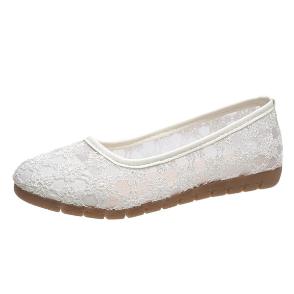 Lace Mesh Hollow Round Toe Shallow Mouth Mom Shoes - Image 5